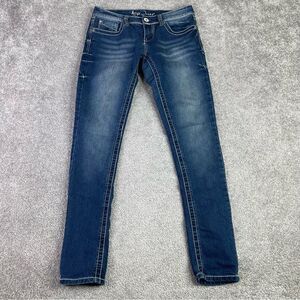 Ariya Jeans Women’s 3/4 Blue Skinny Low Rise Dark Denim Stretch Y2K